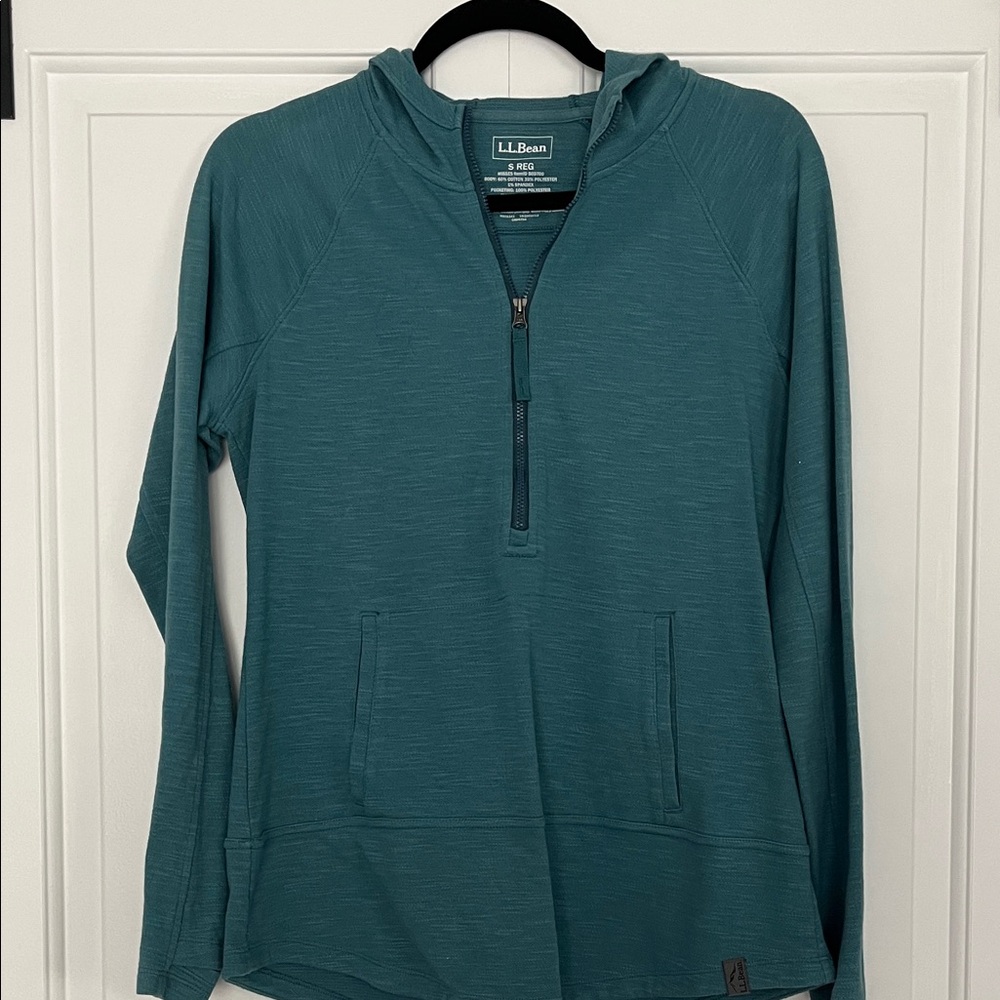 L.L. Bean: Teal Quarter-Zip Pullover